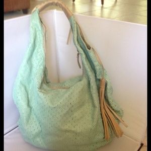 Gianni Notaro Aqua Leather Large Hobo